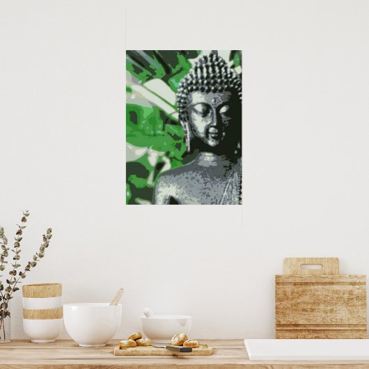 Peaceful Buddha Meditation Poster – Close-Up Zen ポスター (キッチン)