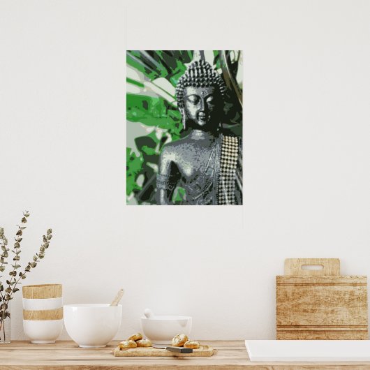 Peaceful Buddha Meditation Poster – Zen Wall Art ポスター (キッチン)
