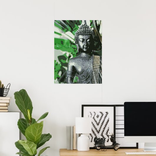 Peaceful Buddha Meditation Poster – Zen Wall Art ポスター (ホームオフィス)