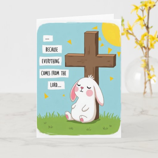 Peaceful Bunny Prayer Card カード (黄色い花)