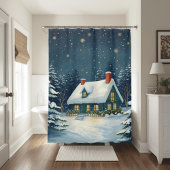 Peaceful Cabin Christmas Shower Curtain シャワーカーテン