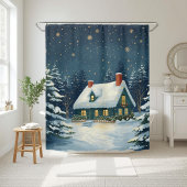 Peaceful Cabin Christmas Shower Curtain シャワーカーテン