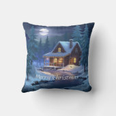 Peaceful Cabin in Winter Forest クッション (裏面)