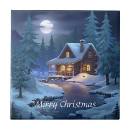 Peaceful Cabin in Winter Forest タイル
