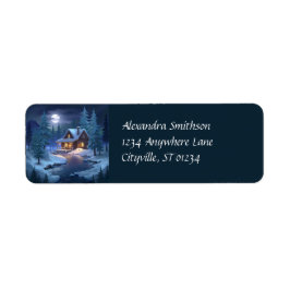 Peaceful Cabin in Winter Forest ラベル