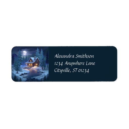 Peaceful Cabin in Winter Forest ラベル (正面)