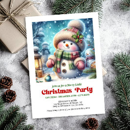 Peaceful cartoon snowman invite holiday printable 招待状