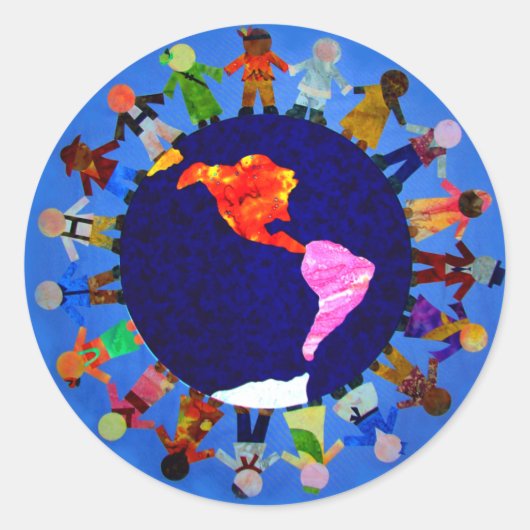Peaceful Children Around World Sticker: ラウンドシール (正面)