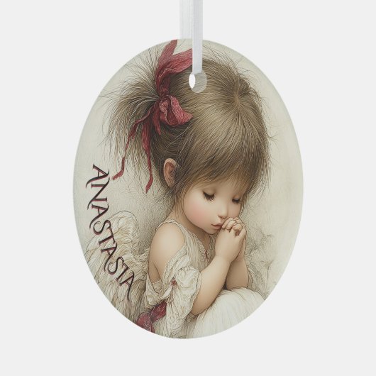 Peaceful Devotion with Custom Name ガラスオーナメント (正面右)