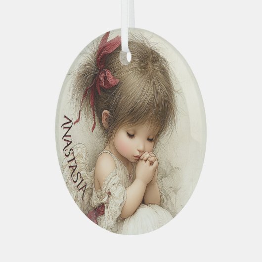 Peaceful Devotion with Custom Name ガラスオーナメント (正面左)