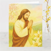 Peaceful Easter Blessings Watercolor カード (黄色い花)