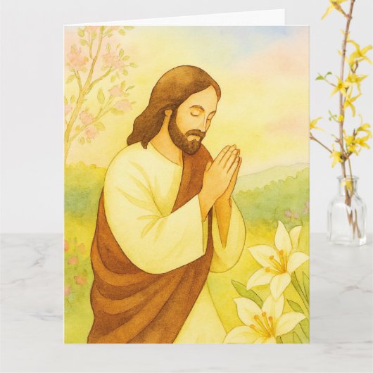Peaceful Easter Blessings Watercolor カード (黄色い花)