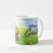 Peaceful Easter Spring Meadow Bunny & Egg Basket コーヒーマグカップ (正面右)