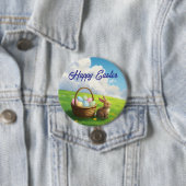 Peaceful Easter Spring Meadow Bunny & Egg Basket 缶バッジ (インサイチュ)