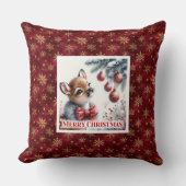 Peaceful Fawn Christmas Pillow Gift for Kids Cozy  クッション (正面)