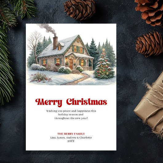 Peaceful festive home calm winter scene greeting シーズンカード