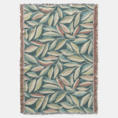Peaceful Foliage and Shadows in Cream and Teal スローブランケット (正面縦)