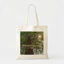 Peaceful Forest With Golden Light Nature Photo  トートバッグ