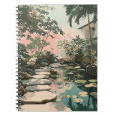 Peaceful Garden Path Lily Pond Art Notebook ノートブック (正面)