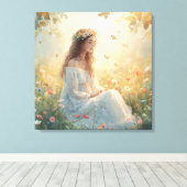 Peaceful Girl in Garden Canvas Print – Soft Nature キャンバスプリント (インサイチュ (ウッドフロア))