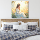 Peaceful Girl in Garden Canvas Print – Soft Nature キャンバスプリント (インサイチュ (寝室))