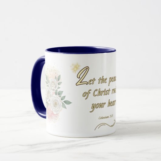 Peaceful Hearts Mug Colossians 3:15 マグカップ (正面左)