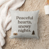 Peaceful Hearts,Snowy Nights Pillow | Winter decor クッション (ブランケット)