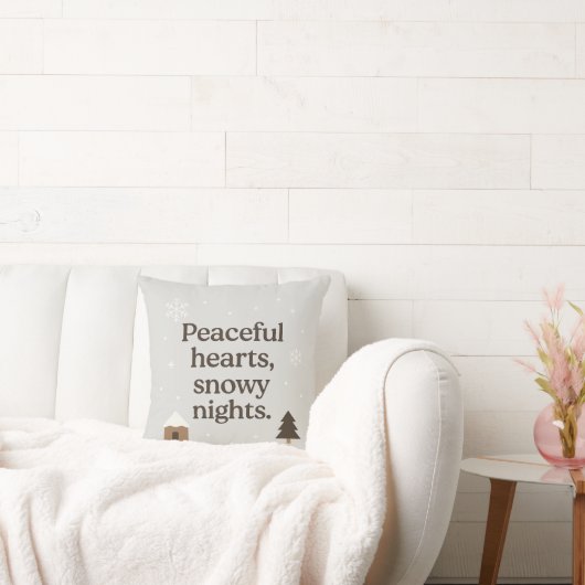 Peaceful Hearts,Snowy Nights Pillow | Winter decor クッション (ソファ)