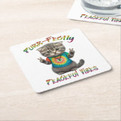 Peaceful Hippie Boho Kitten Vibes スクエアペーパーコースター (アングル)