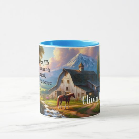 Peaceful Horse Countryside Mug マグカップ (中央)