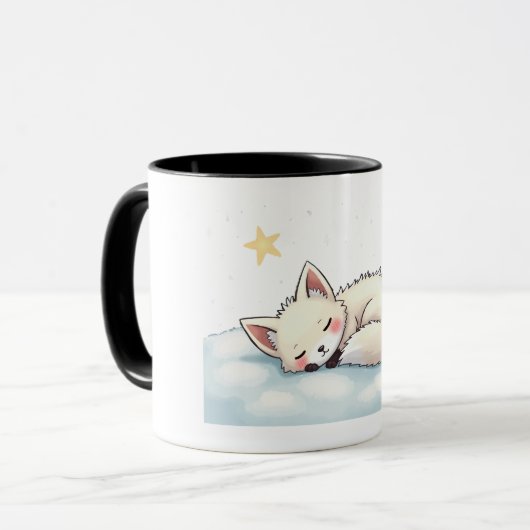 Peaceful Kawaii Arctic Fox Starry Night Winter マグカップ (正面左)