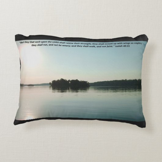 Peaceful Lake and Distant Trees with scripture アクセントクッション (裏面)