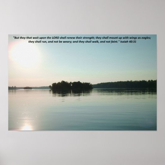 Peaceful Lake and Distant Trees with scripture ポスター (正面)
