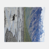 PEACEFUL LANDSCAPE WITH REINDEER フリースブランケット (正面(横))