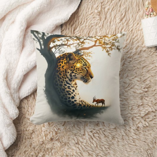 Peaceful Leopard and Duiker with Zen New Beginning クッション (ブランケット)