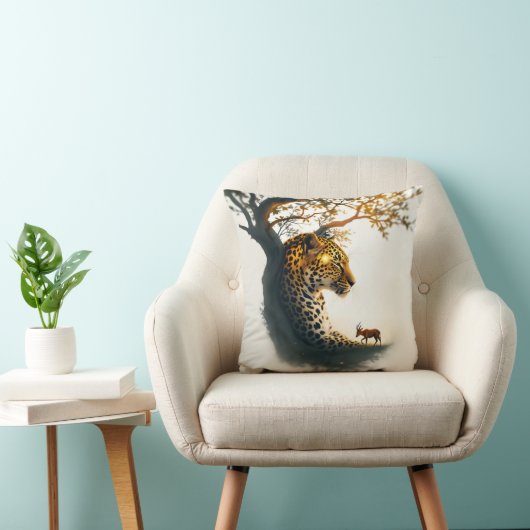 Peaceful Leopard and Duiker with Zen New Beginning クッション (椅子)