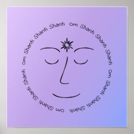 Peaceful Meditation Om Shanti Purple Blue Print ポスター