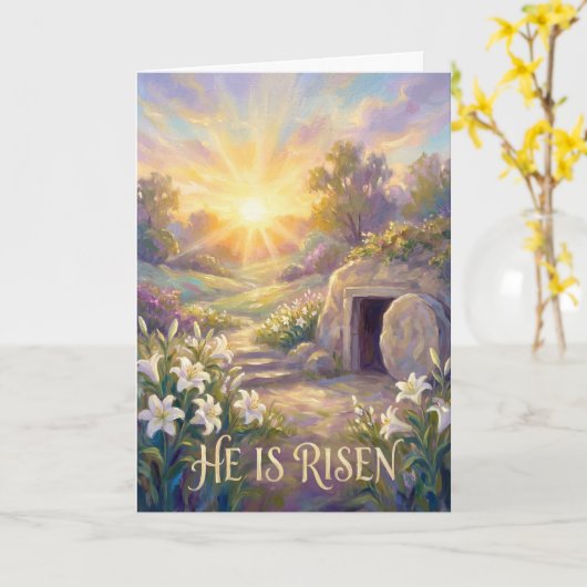 Peaceful Morning at the Empty Tomb Easter Card カード (黄色い花)