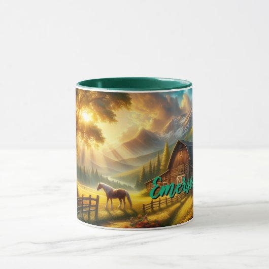 Peaceful Morning Custom Horse Mug マグカップ (中央)