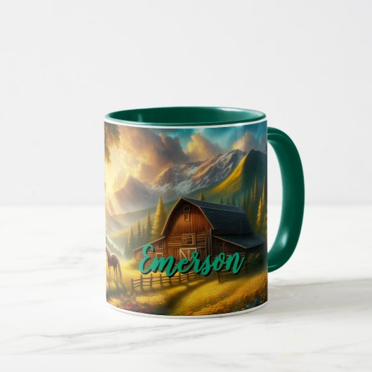 Peaceful Morning Custom Horse Mug  マグカップ (正面右)