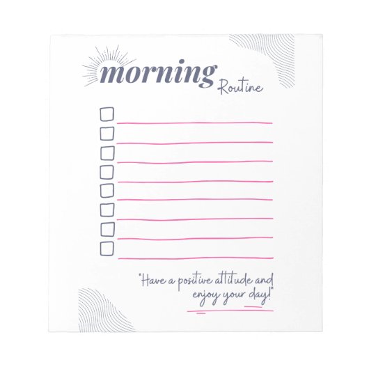Peaceful Morning Routine Checklist Art ノートパッド (正面)