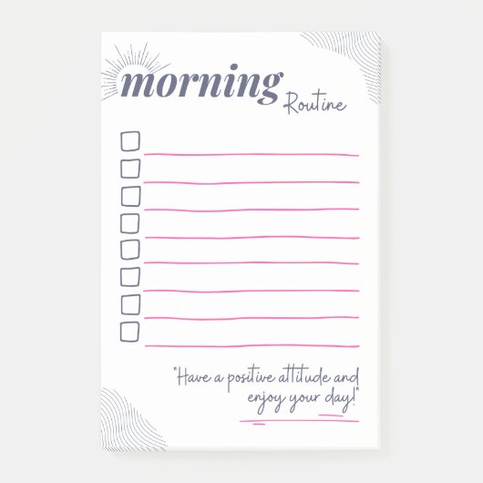 Peaceful Morning Routine Checklist Art ポストイット (正面)