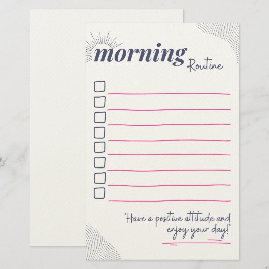 Peaceful Morning Routine Checklist Art 便箋 (正面/裏面)
