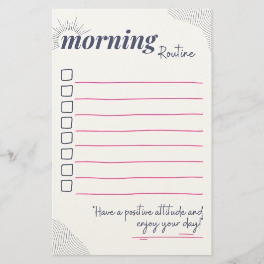 Peaceful Morning Routine Checklist Art 便箋 (正面)