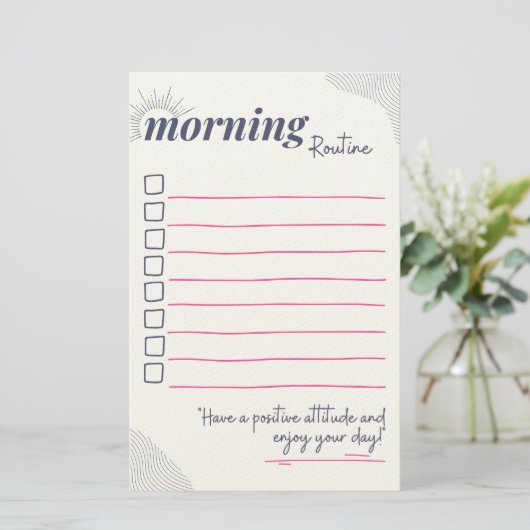 Peaceful Morning Routine Checklist Art 便箋 (スタンド正面)