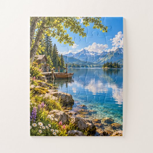 Peaceful Mountain Lake Jigsaw Puzzle ジグソーパズル (縦)