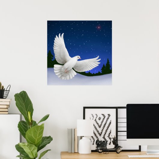 Peaceful Night Dove Print ポスター (ホームオフィス)