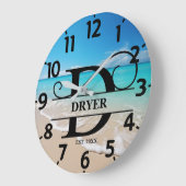 Peaceful Ocean Beach D Monogram ラージ壁時計 (傾斜)