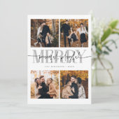 Peaceful Playful Merry White Christmas Multi Photo シーズンカード (スタンド正面)