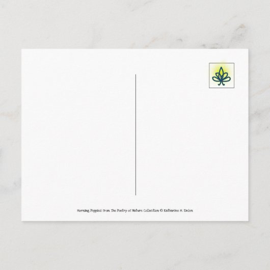 Peaceful Red and Green Flower with Dew ポストカード (裏面)